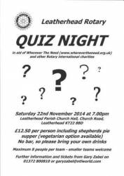 Poster for Charity Quiz Night Saturday 22nd November 2014